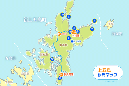 マルマスお勧めの上五島観光名所マップ